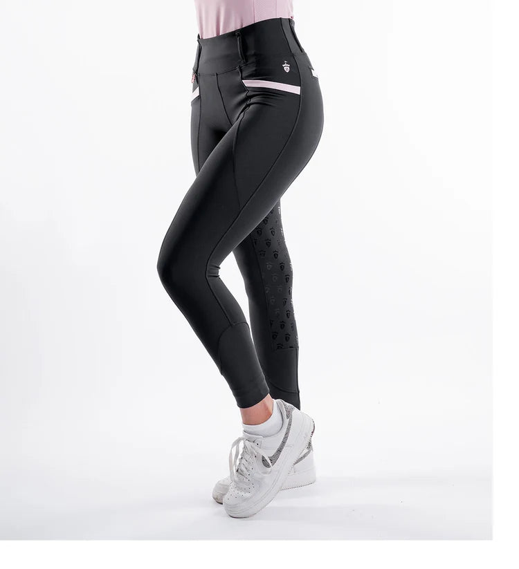 black/blush pink training tights