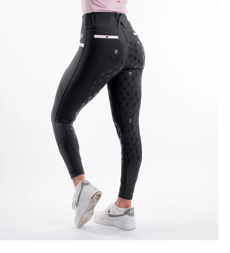 black/blush pink training tights