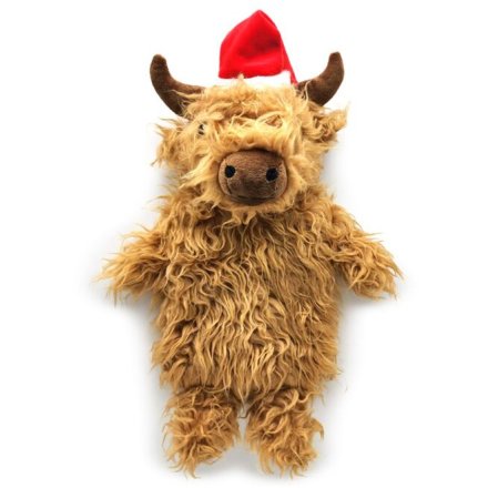 christmas highland cow hot water bottle