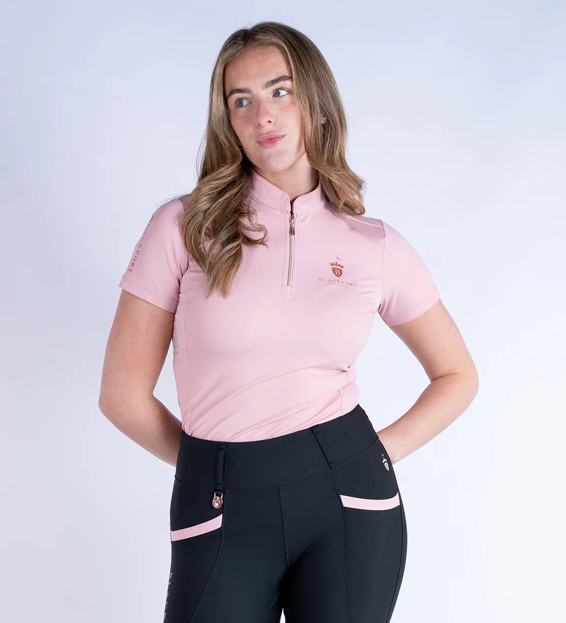 blush pink cool mesh short seelve