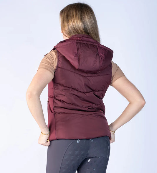 amera burgundy puffer gilet
