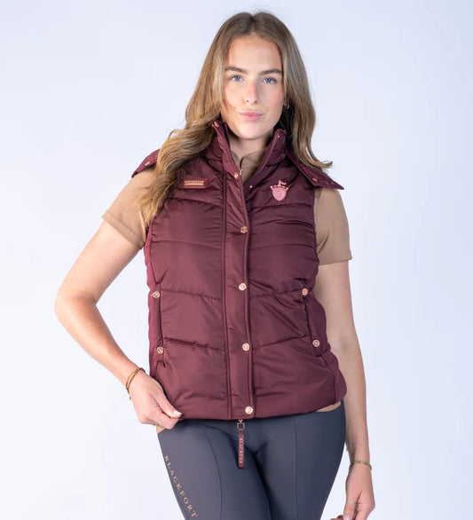 amera burgundy puffer gilet