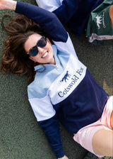 UNI-SEX Cirencester quarter zip - cauliflower blue