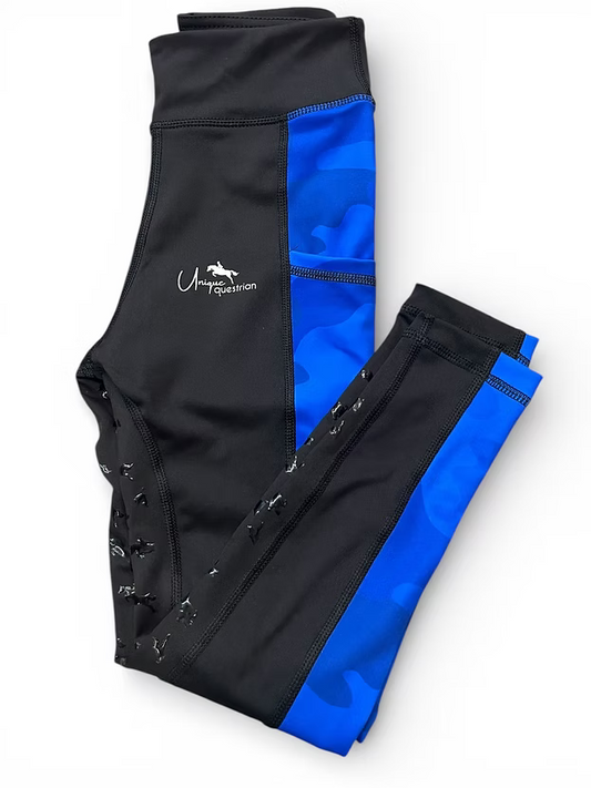royal blue camouflage riding tights